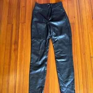 Zara Black High Rise Leather Pants with Sleek Fit